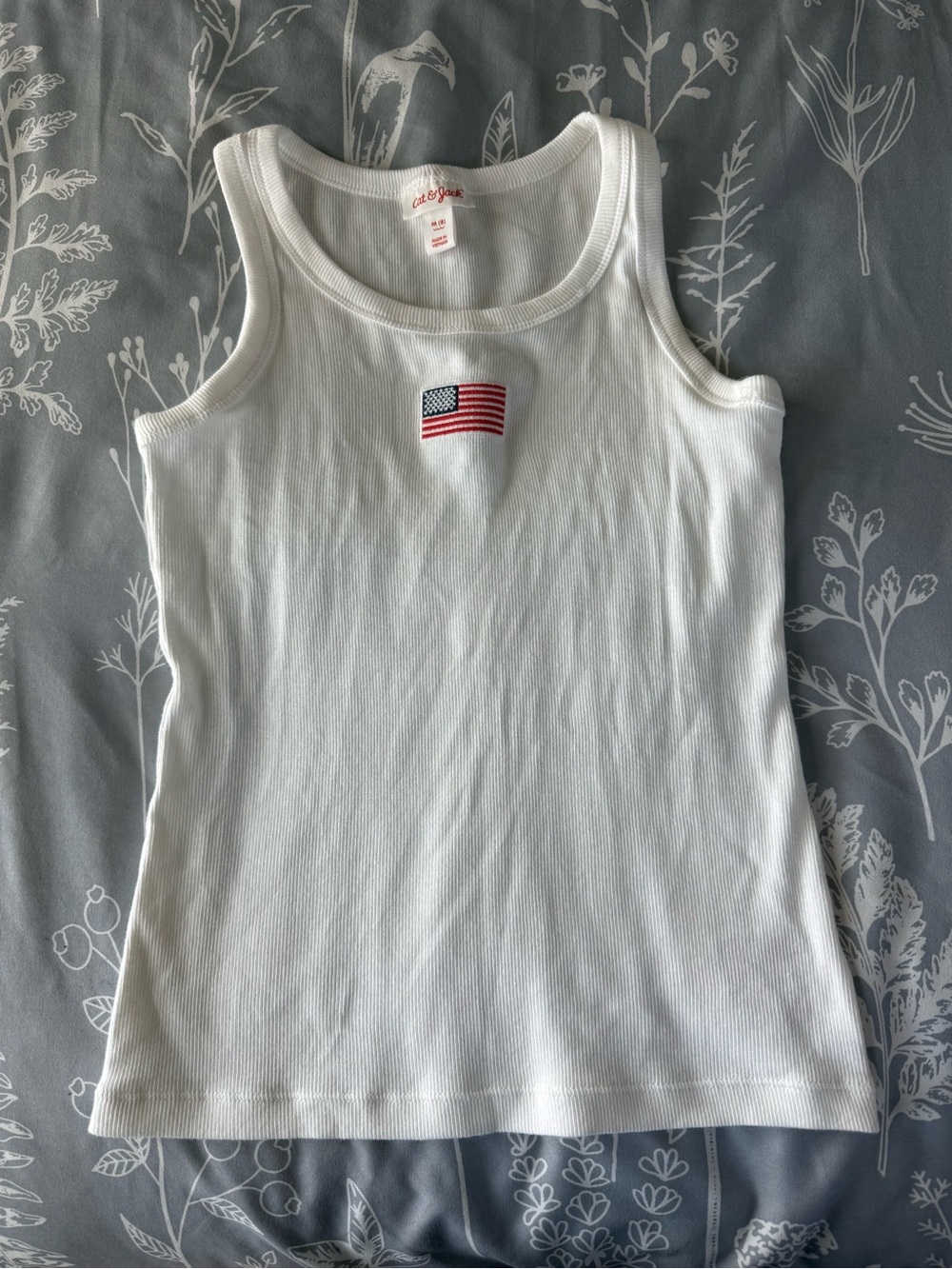 WHITE AMERICAN FLAG TANK TOP